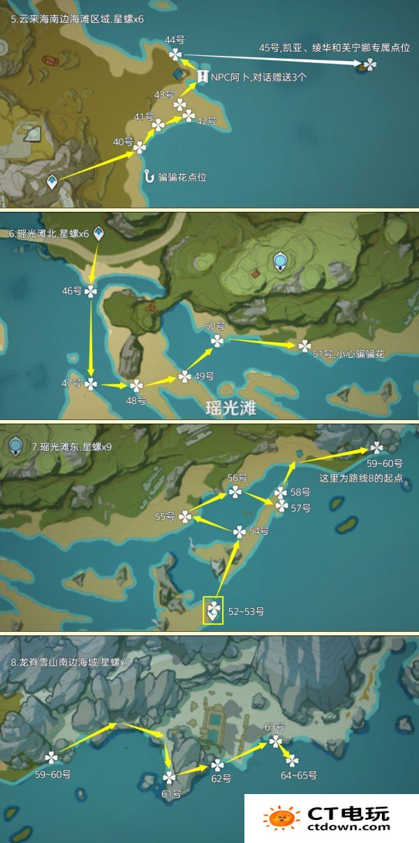 原神星螺采集路线汇总 原神星螺采集位置路线一览